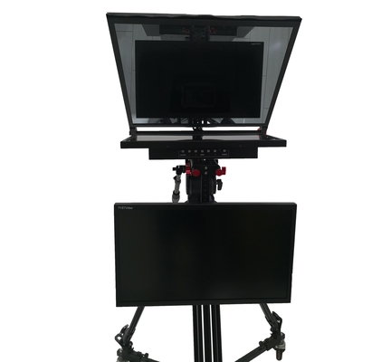 Téléprompteur de studio à double écran de 21 pouces avec trépied PTZ Caster et télécommande sans fil